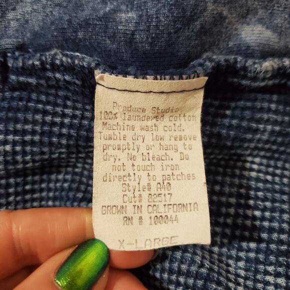 Vtg 90s Produce Studio Home Grown Waffle Knit Cotton Button Tunic Top XL Artsy - Picture 10 of 11